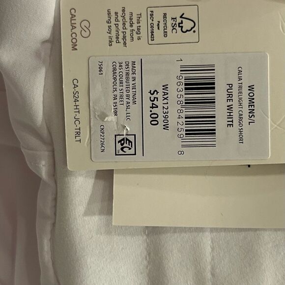 Calia Pure White Journey Collection MidRise Athletic Cargo short trulite fabric - Picture 7 of 12